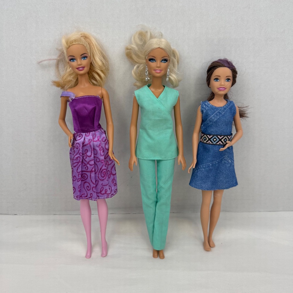 Mattel Barbie Doll Lot of 3 Blonde and Brunette Fashion Dolls 1999-2016 Mixed